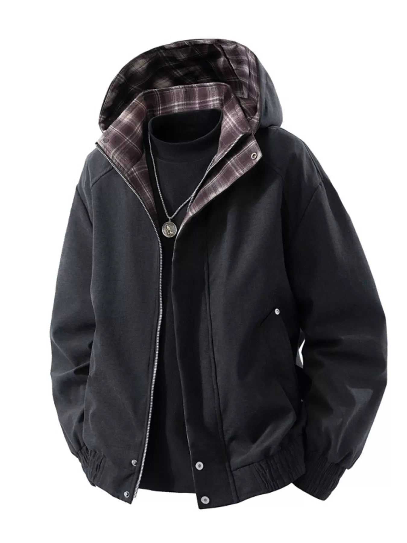 Men's Plus Size Zip Up Hooded Bomber Jacket