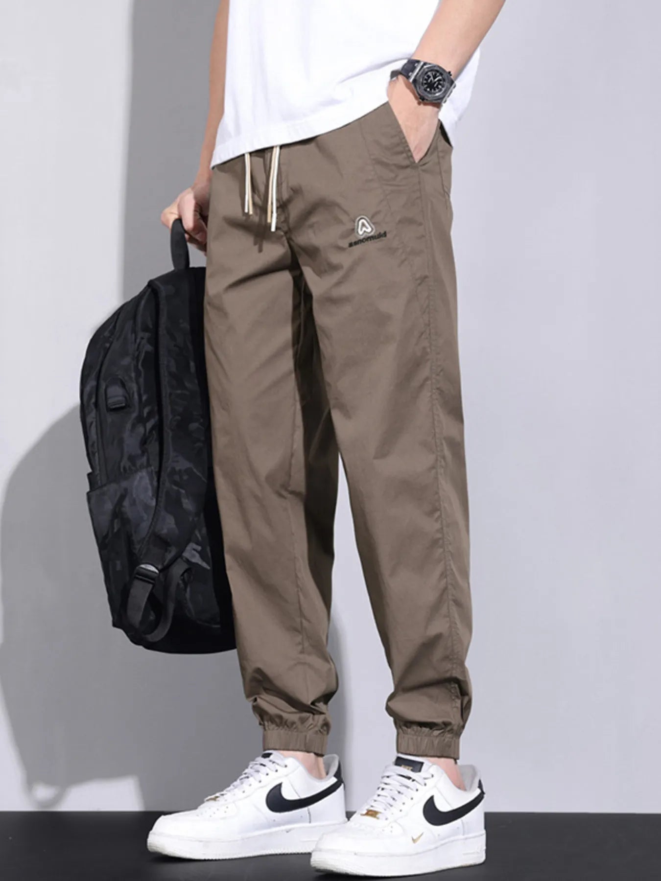 Men's Plus Size Casual Drawstring Ankle-Cuffed Pants