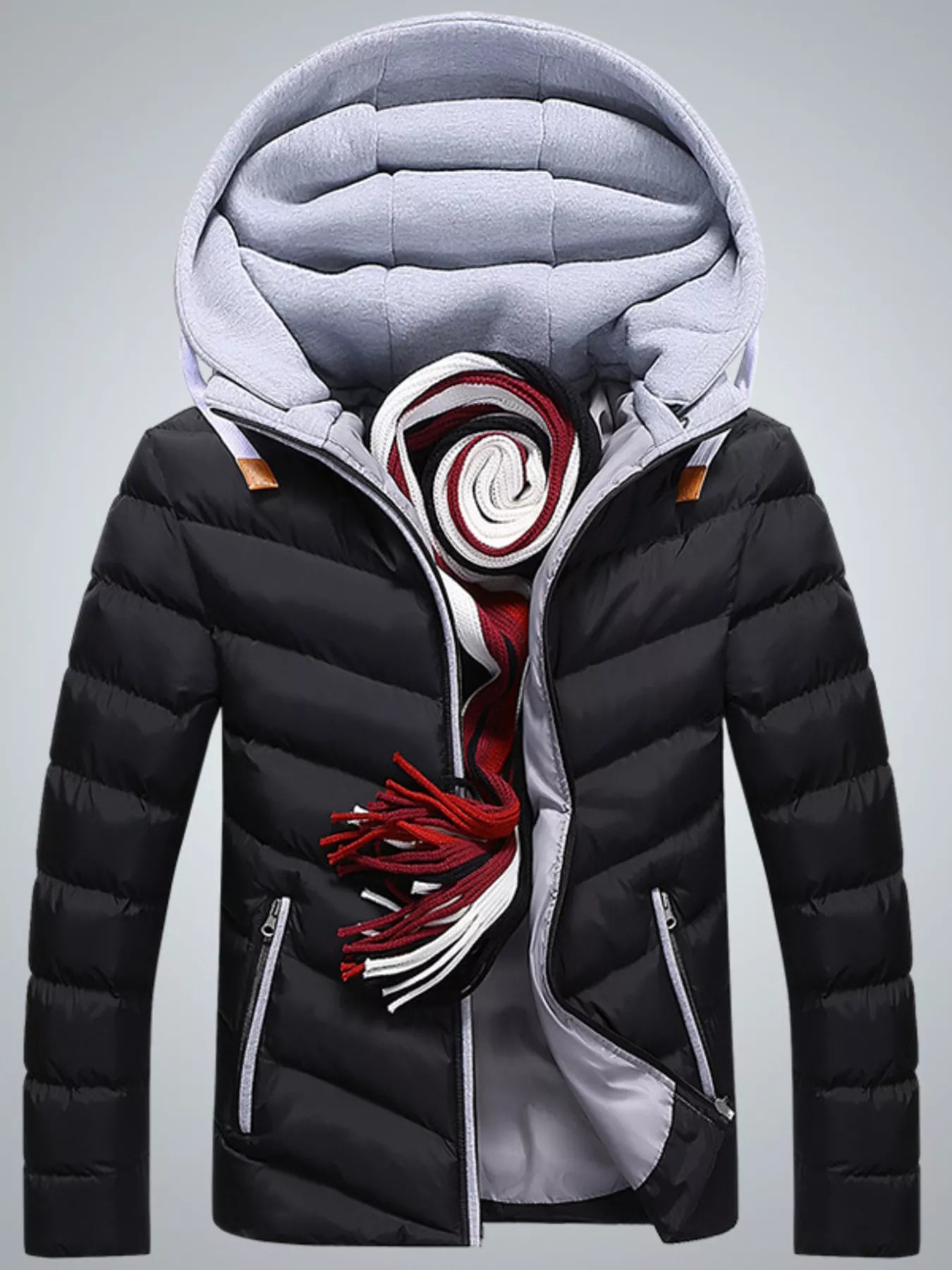 Men's Plus Size Zip Up Hooded Padded Puffer Jacket