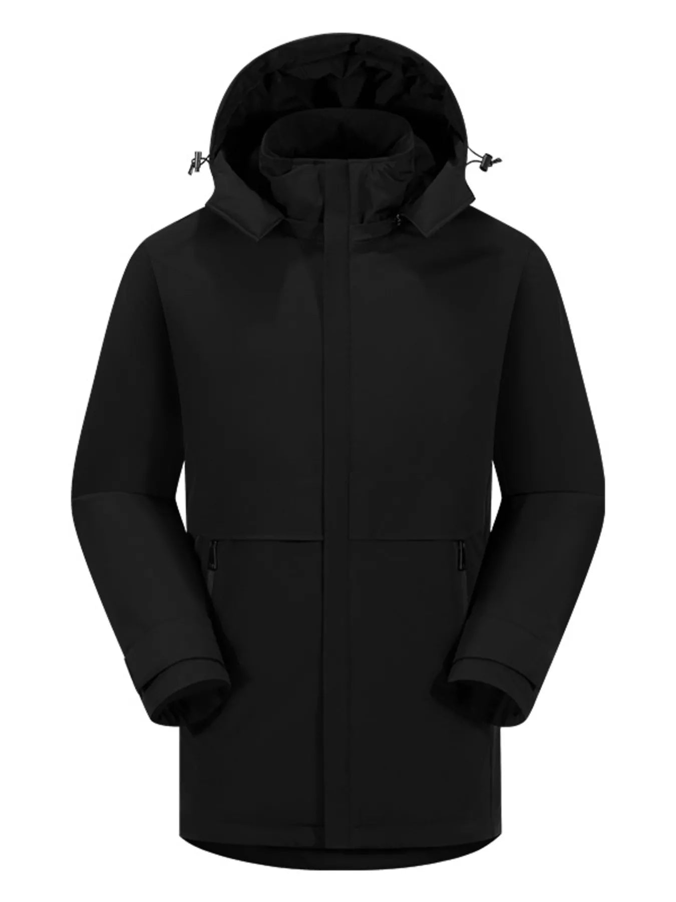 Men's Full Size Windproof Hooded Longline Jacket Plus Size