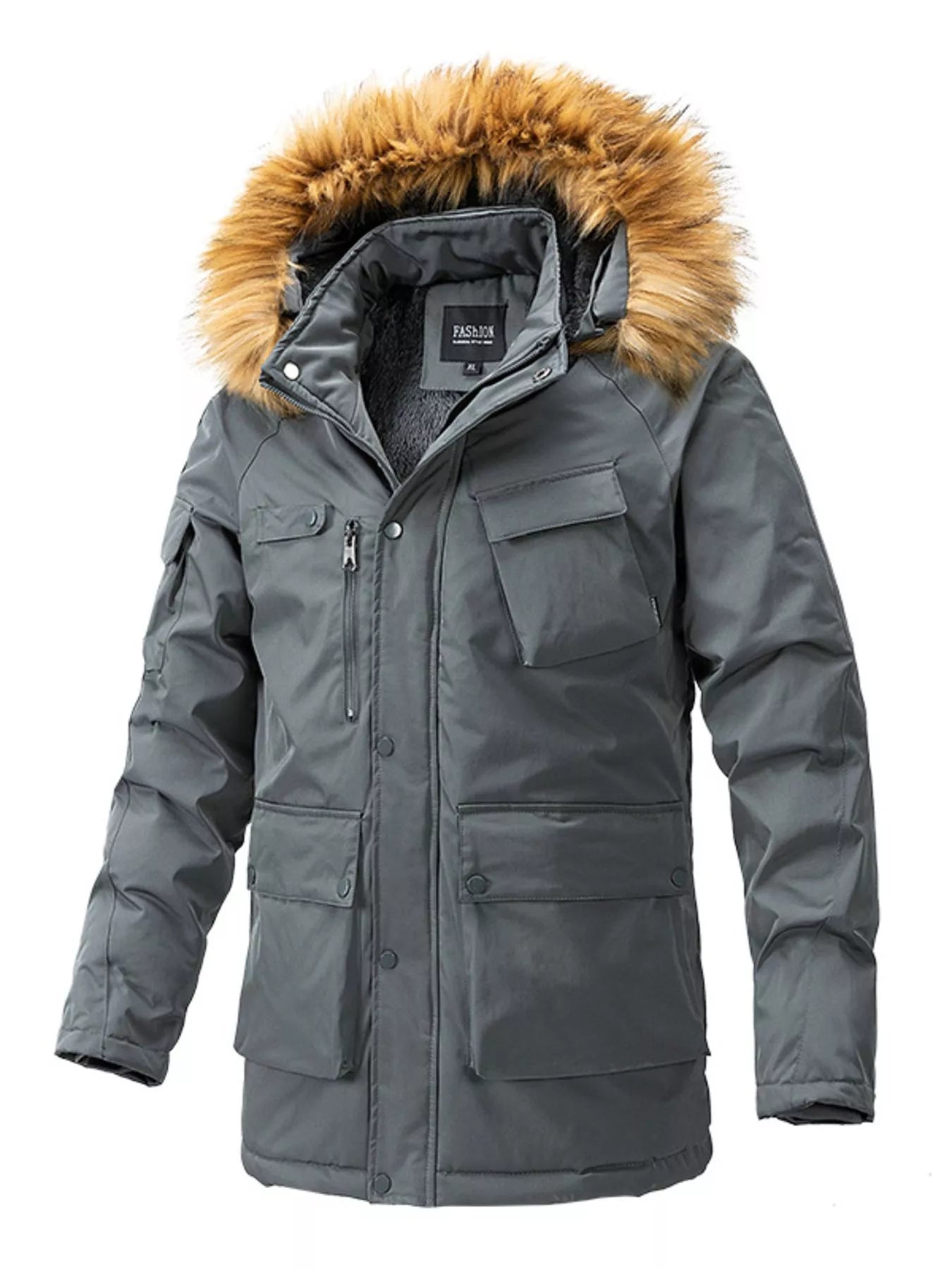 Men's Plus Size Fur Hooded Winter Parka Coat