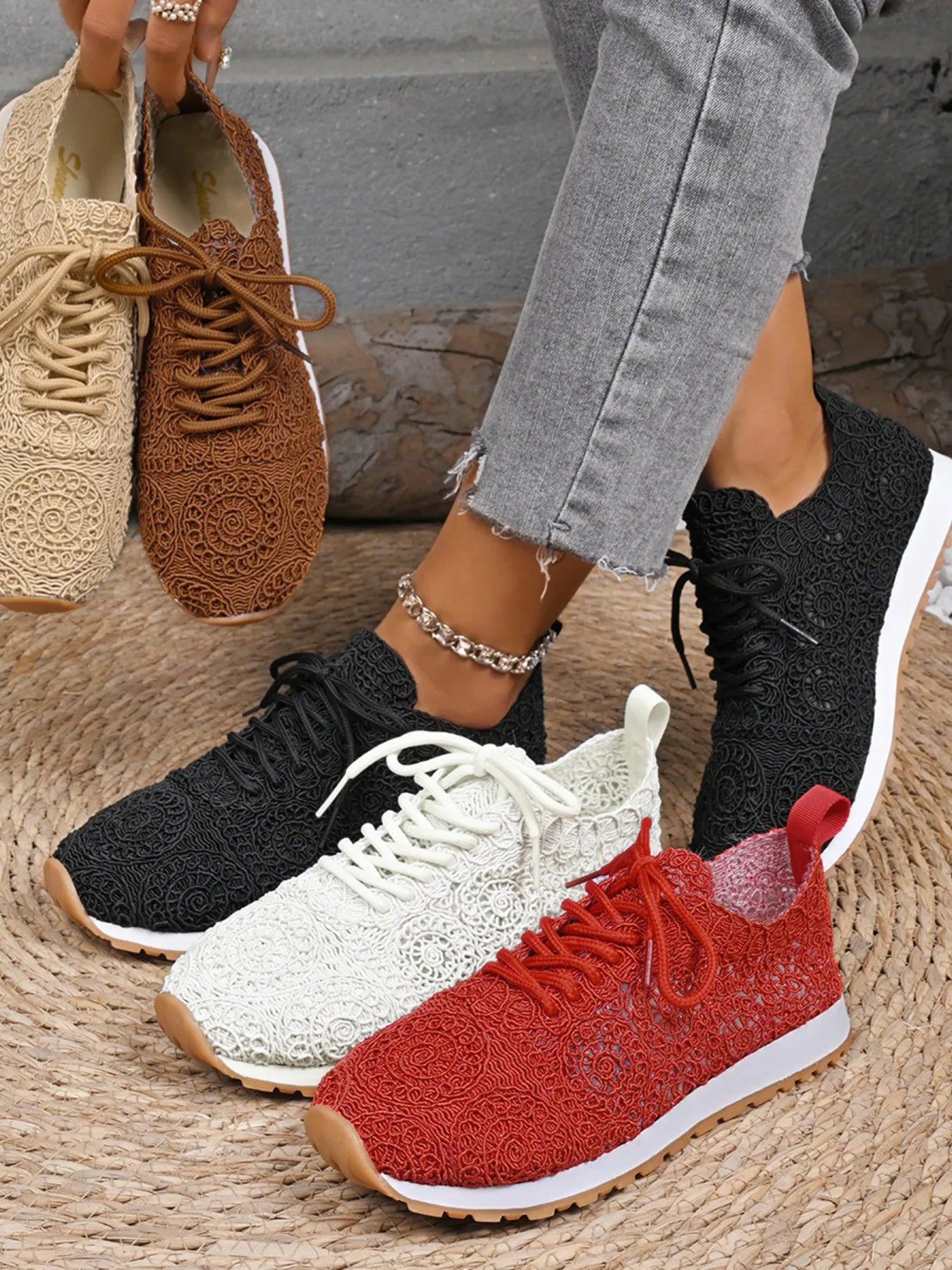 Mesh Lace Up Sneakers