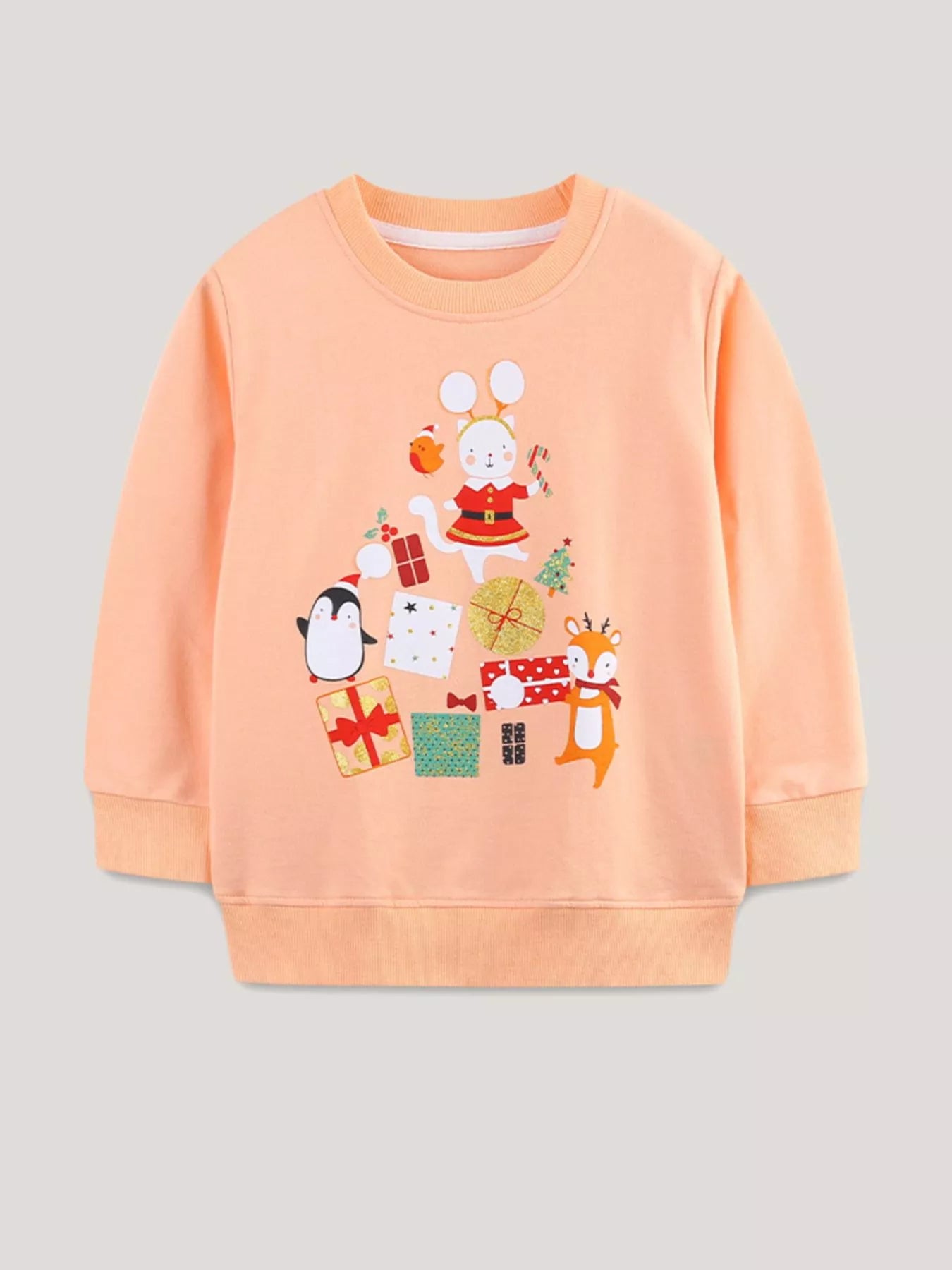 Children's Christmas Print Round Neck Sweatshirt