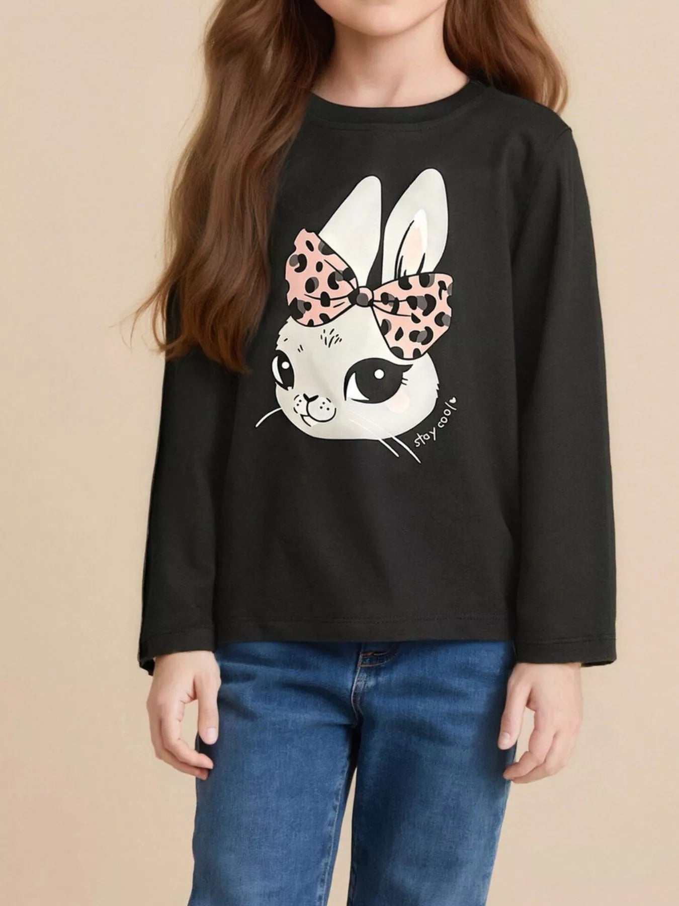Children's Long Sleeve Rabbit Graphic T-Shirt