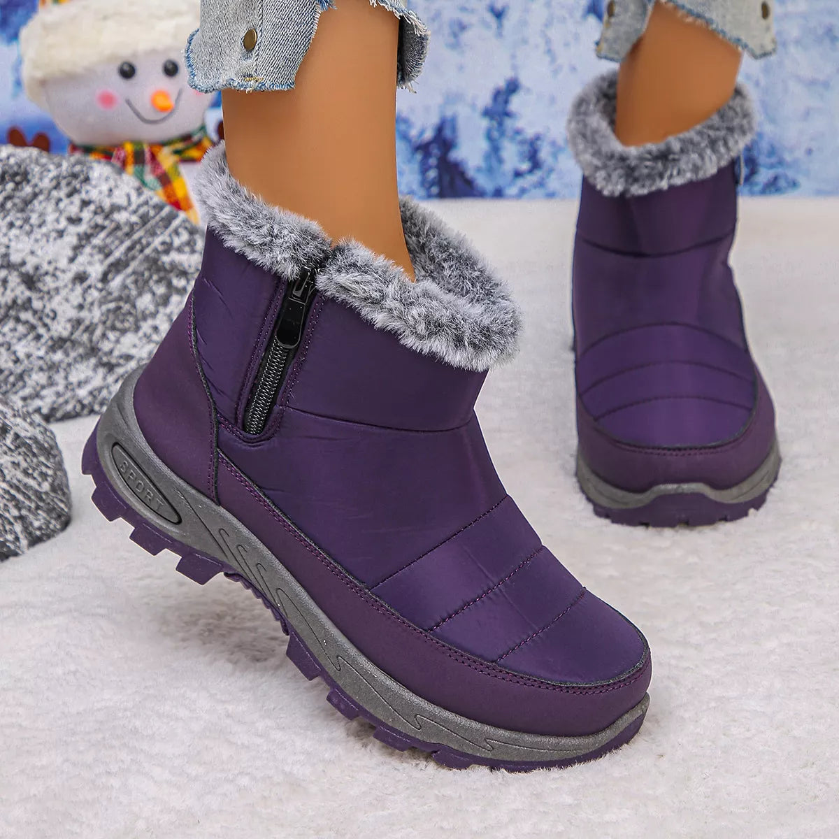 Warm Fur Lined Ankle Boots