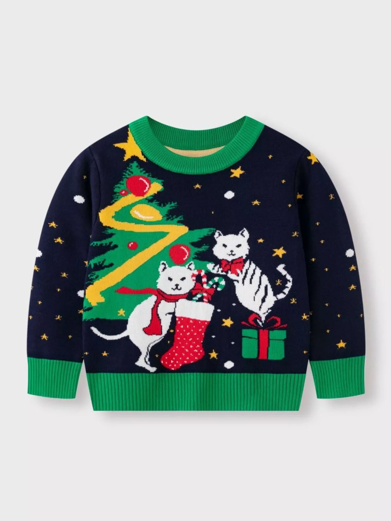 Children's Christmas Tree Round Neck Sweater