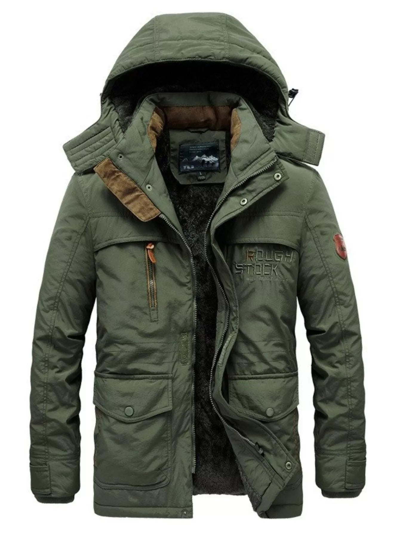 Men's Plus Size Winter Zip Up Hooded Parka Jacket