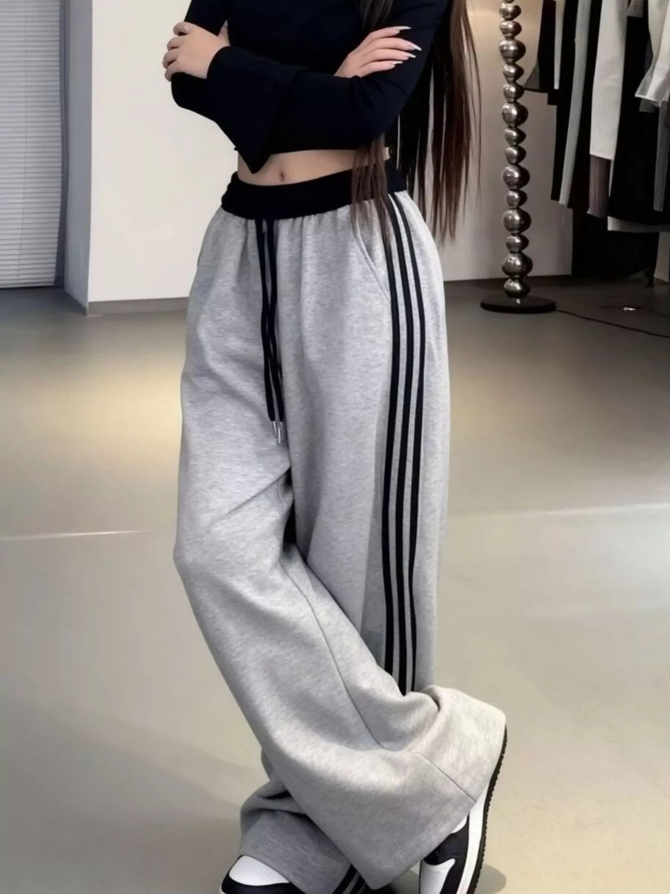 Casual Loose Fit Striped Pants