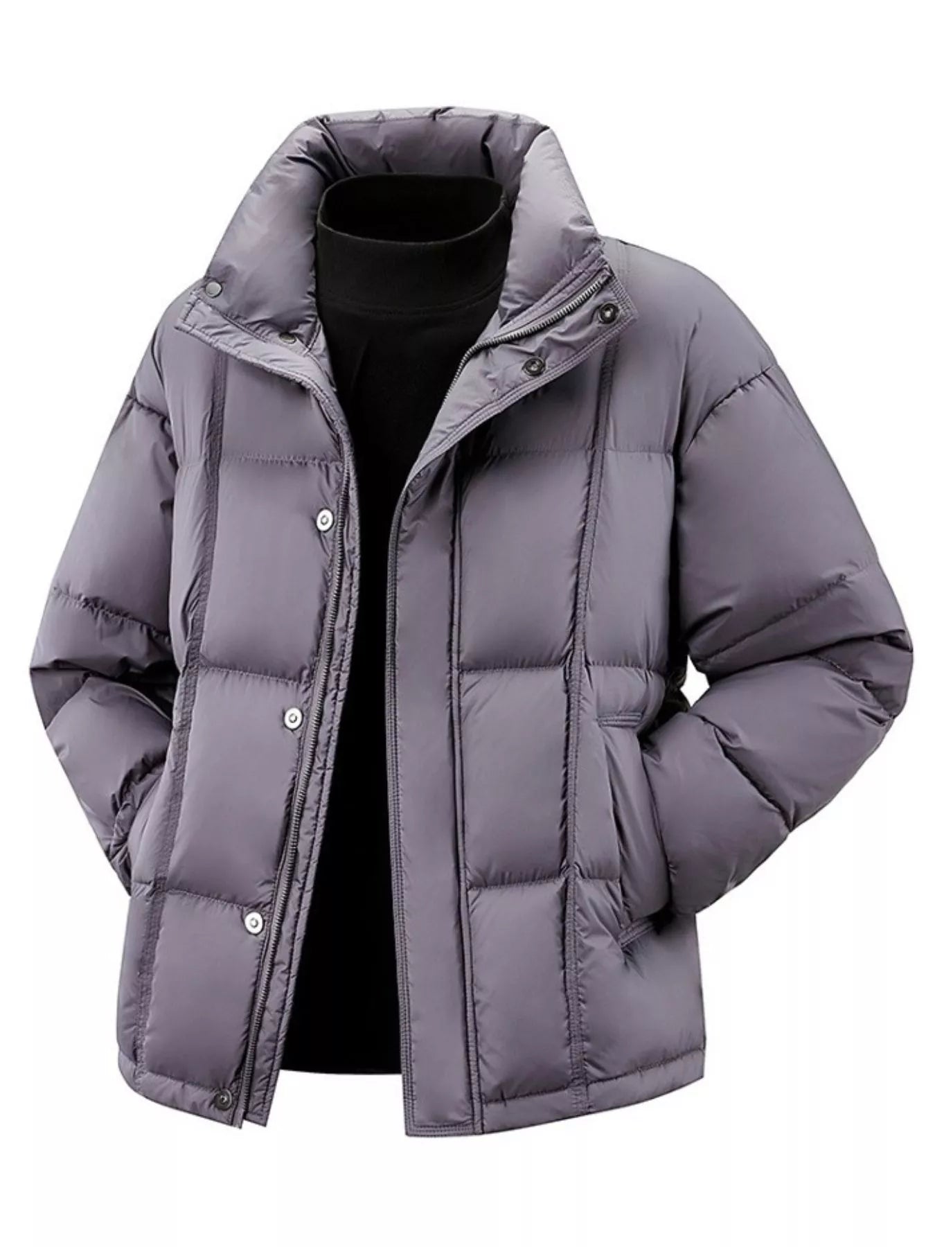 Men's Plus Size Snap Down Padded Puffer Jacket