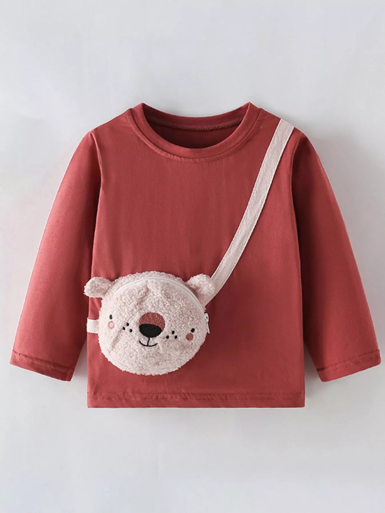 Children's Cute Bear Bag Long Sleeve T-Shirt