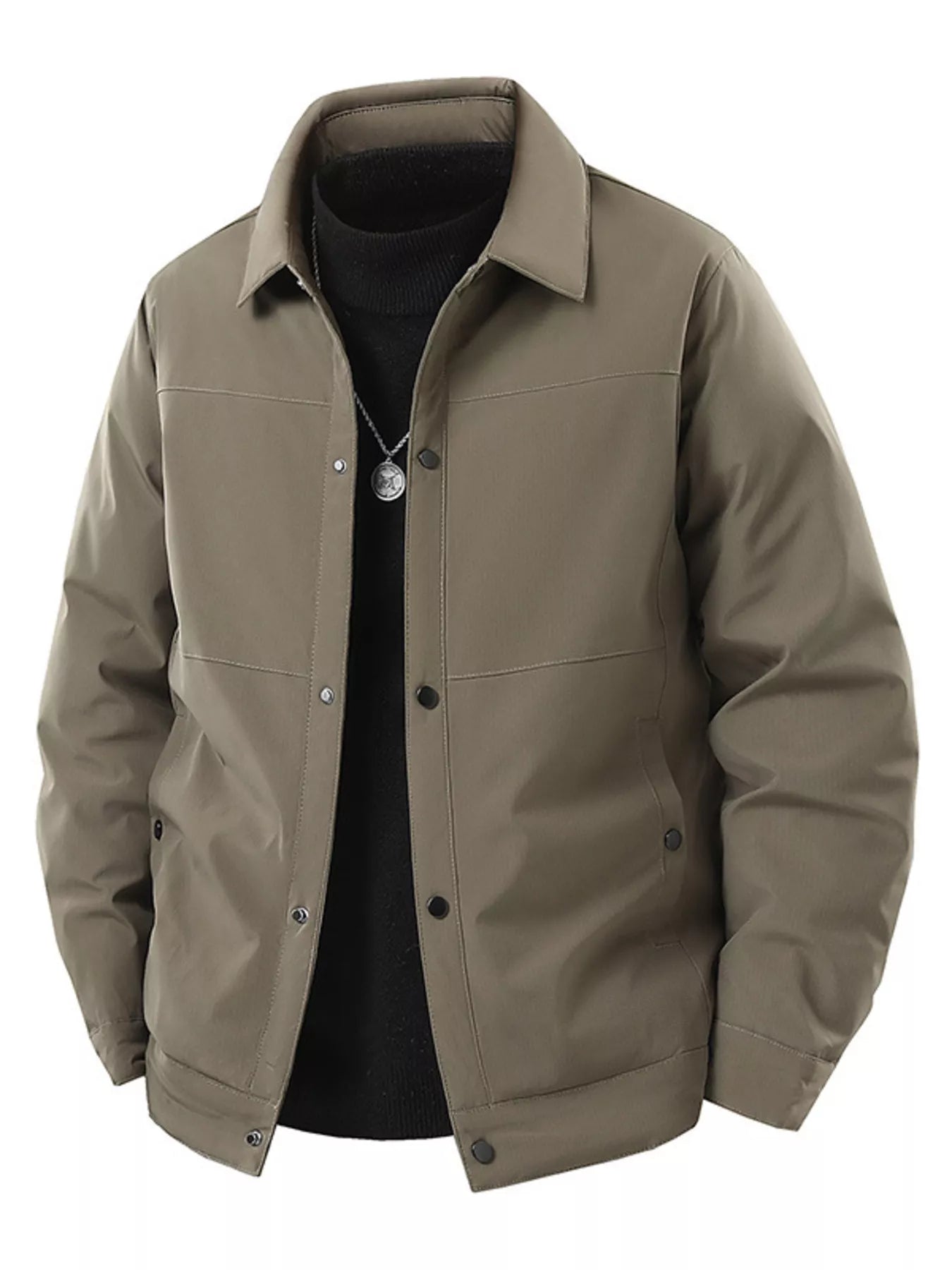 Men's Plus Size Snap Down Long Sleeve Jacket