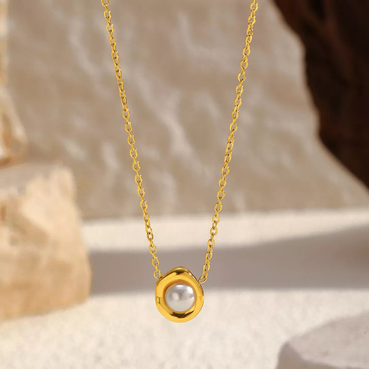 18K Gold-Plated Pearl Necklace