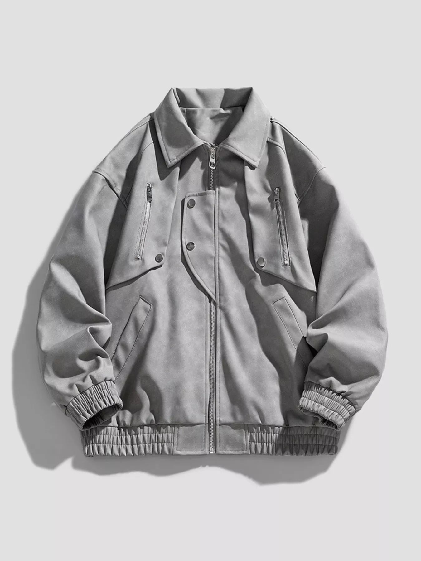 Men's Plus Size Zip-Up Collared Neck Jacket