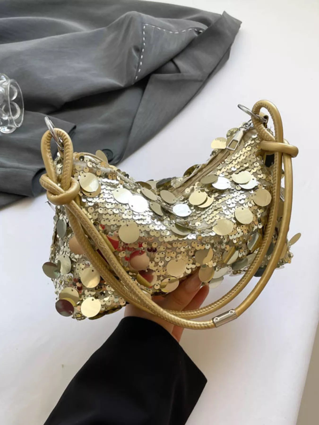 Sequin Embellished Shoulder Bag