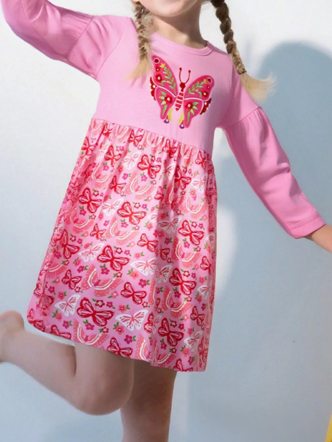 Children's Butterfly Long Sleeve Casual Dress