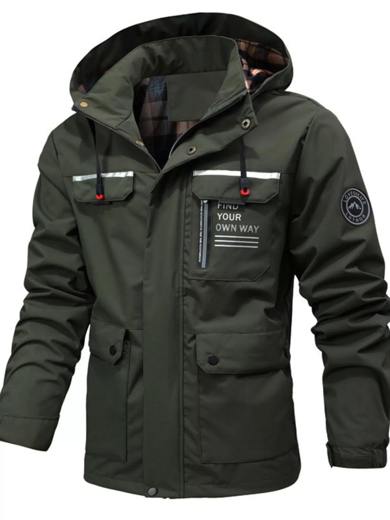 Men's Plus Size Hooded Outdoor Windproof Coat
