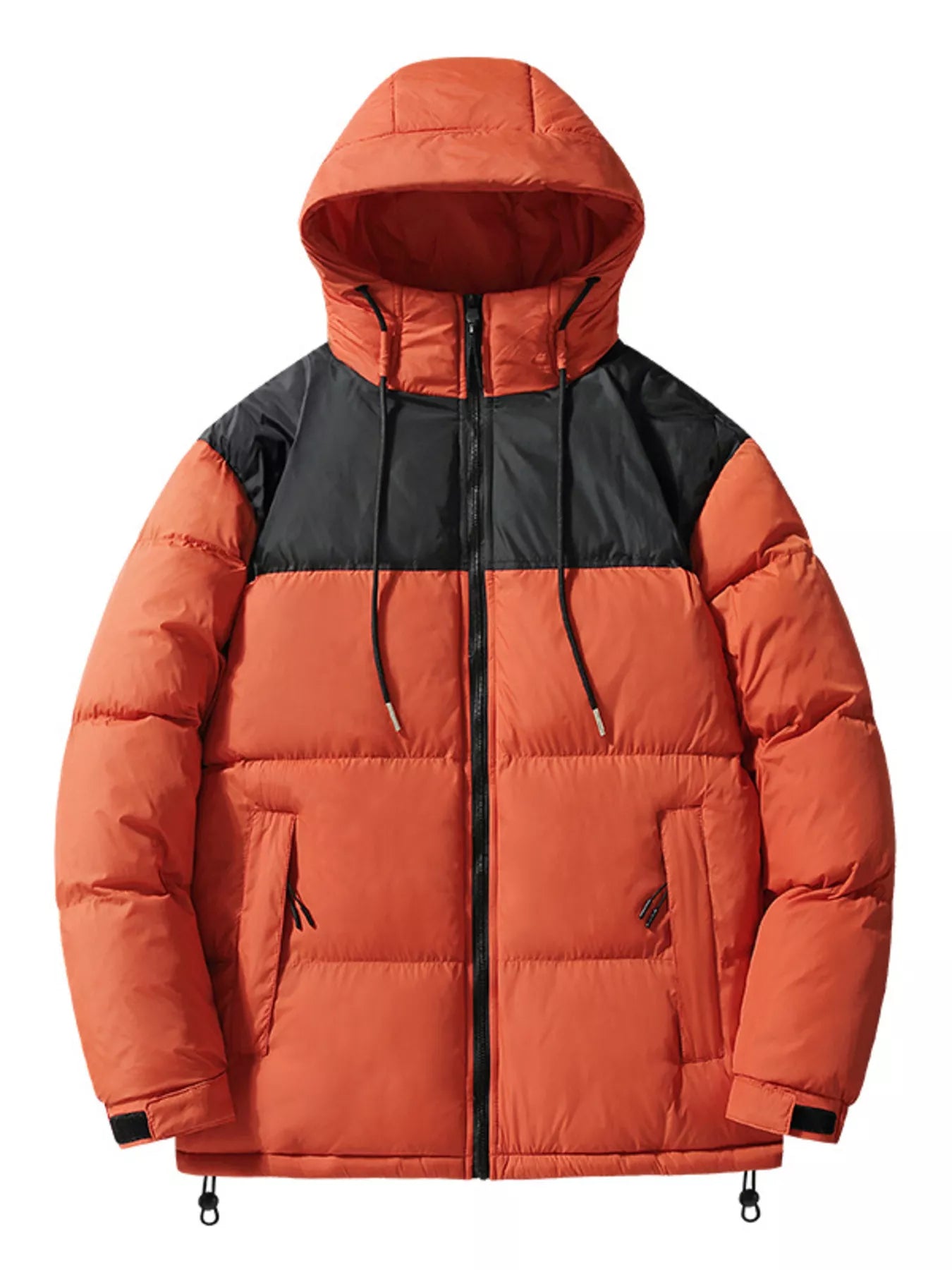 Men's Plus Size Drawstring Hooded Puffer Jacket