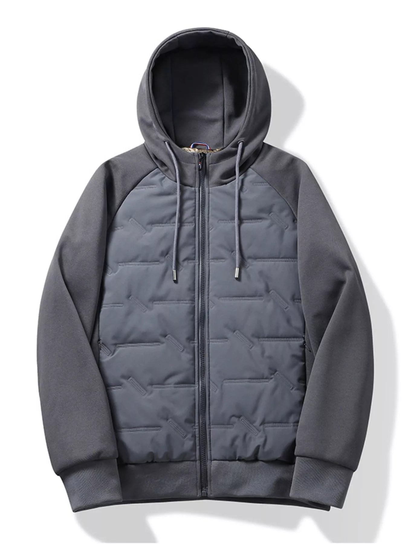 Men's Plus Size Hooded Padded Front Zip-Up Jacket