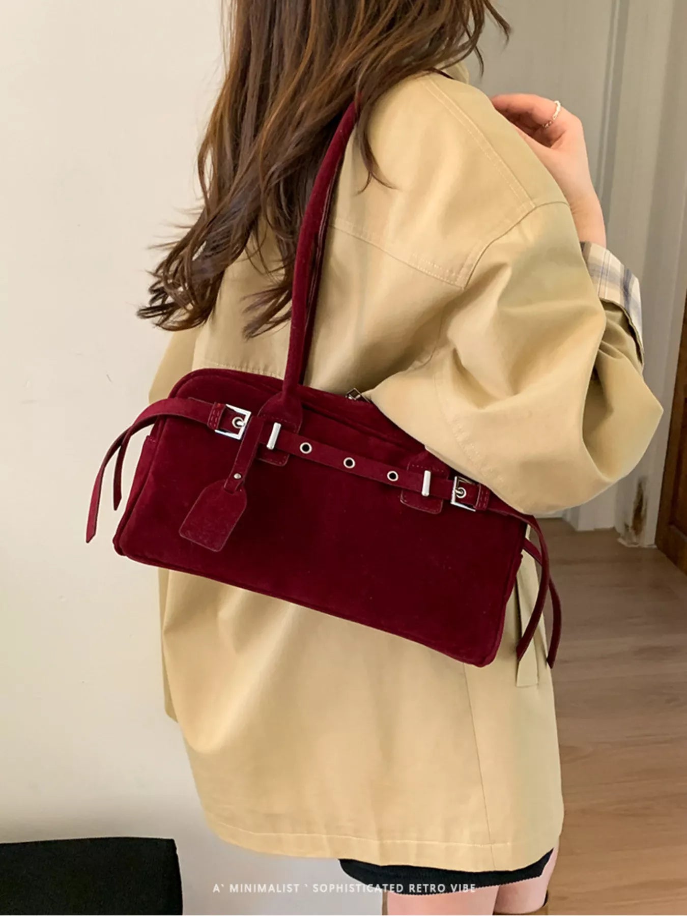 Buckle Decor Shoulder Bag