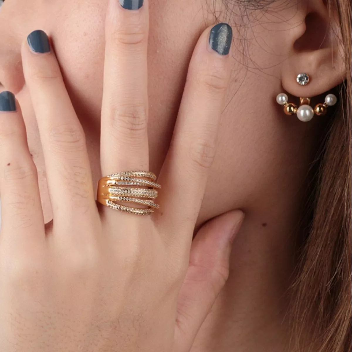 18K Gold-Plated Multi-Row Ring