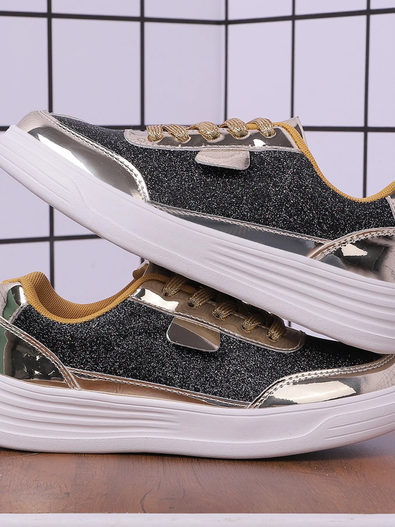 Glitter Metallic Platform Sneakers