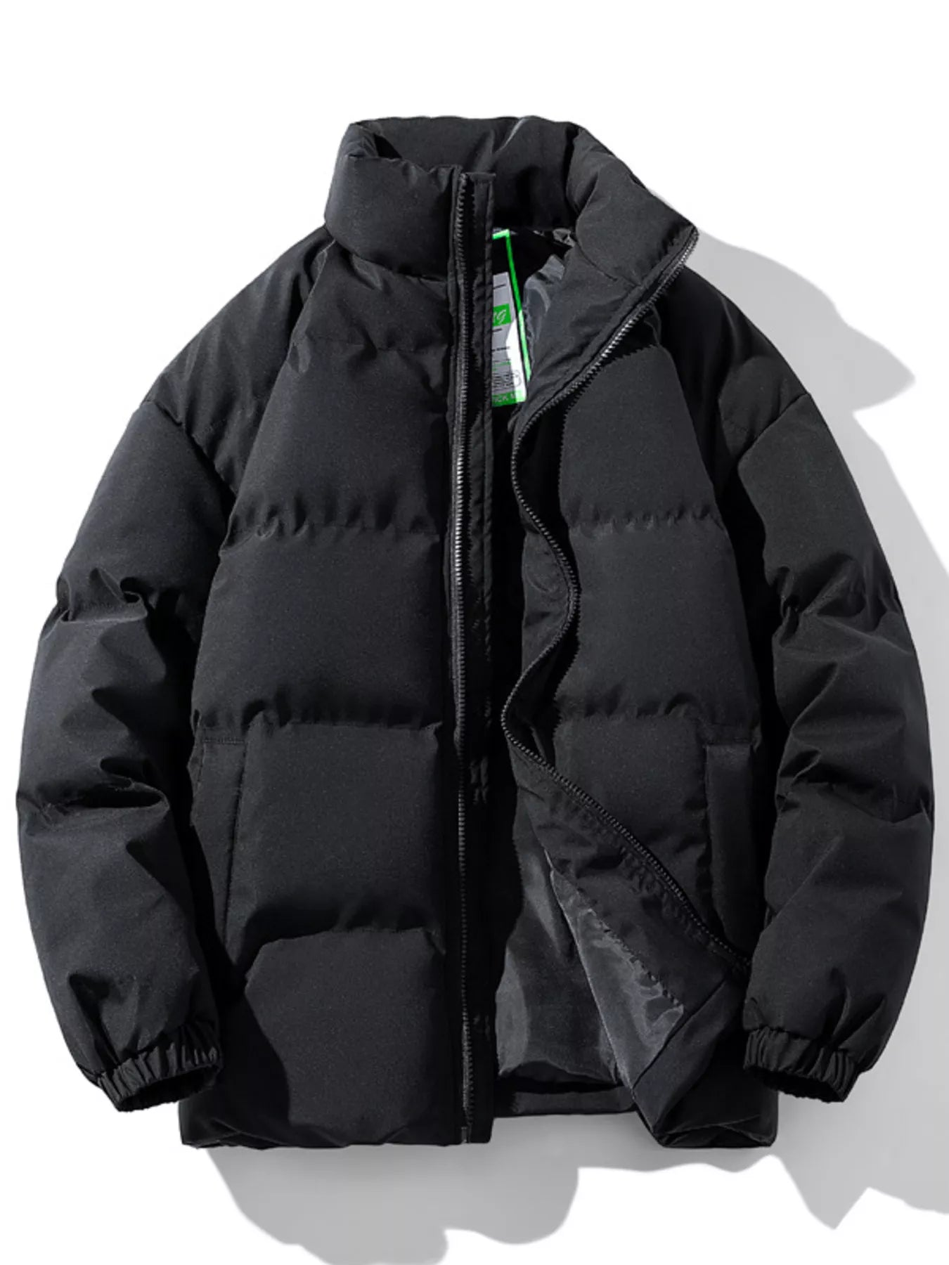 Men's Plus Size Zip Up Stand Collar Puffer Jacket