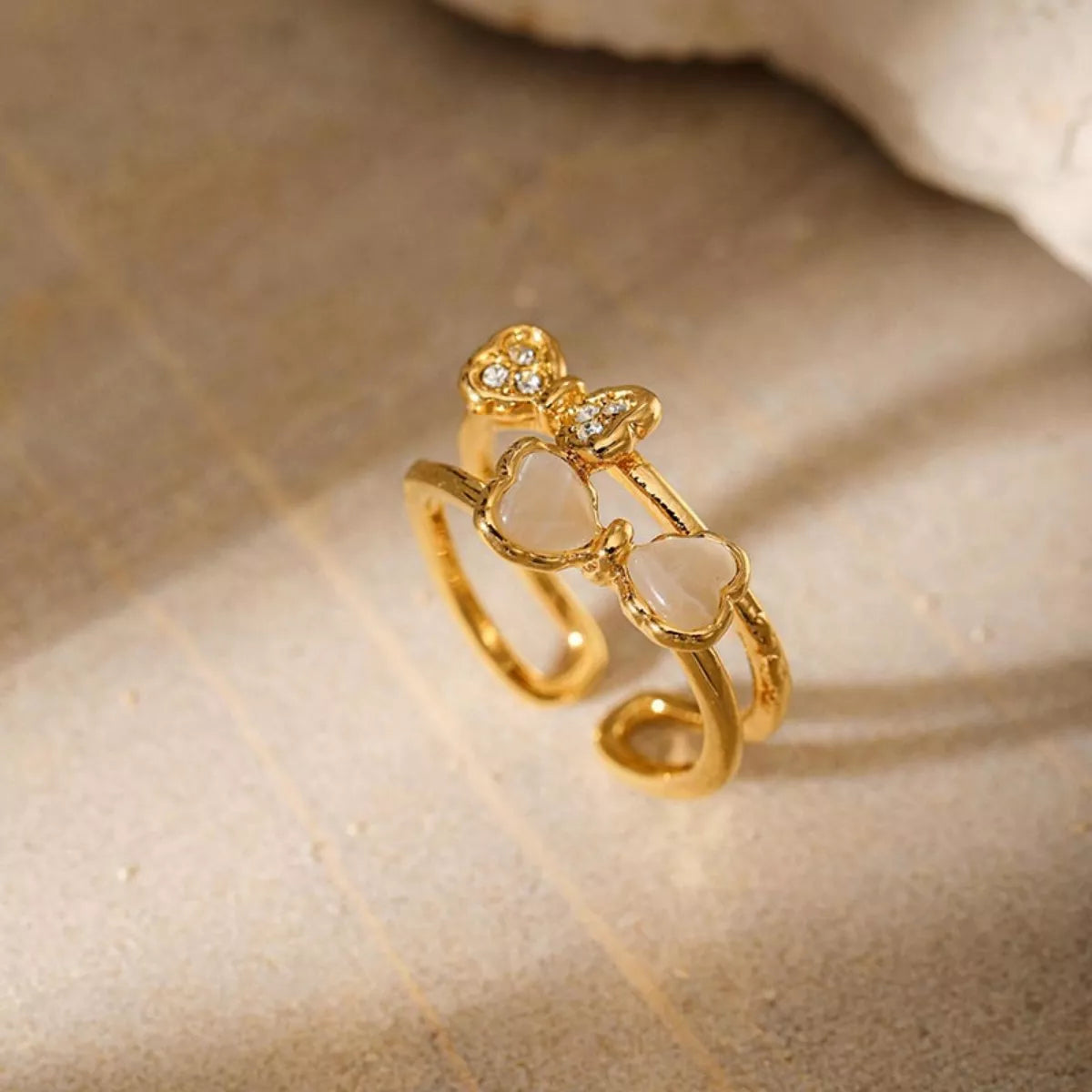 18K Gold-Plated Bow Open Ring