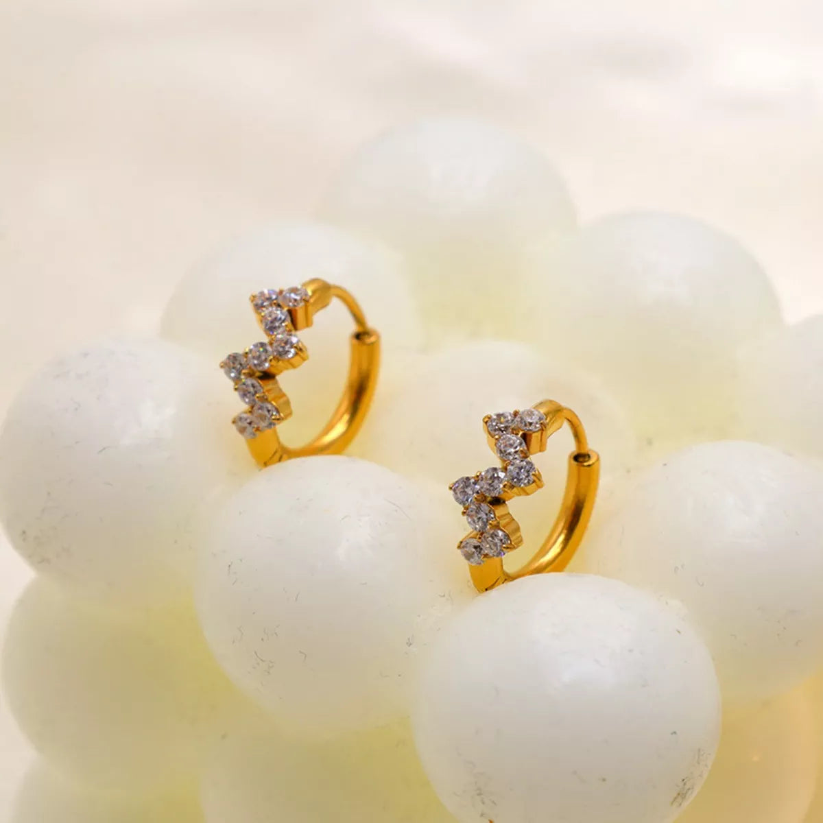 Stainless Steel Zircon Hoop Earrings