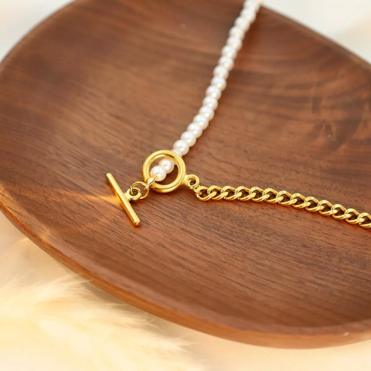 18K Gold-Plated Pearl Toggle Necklace