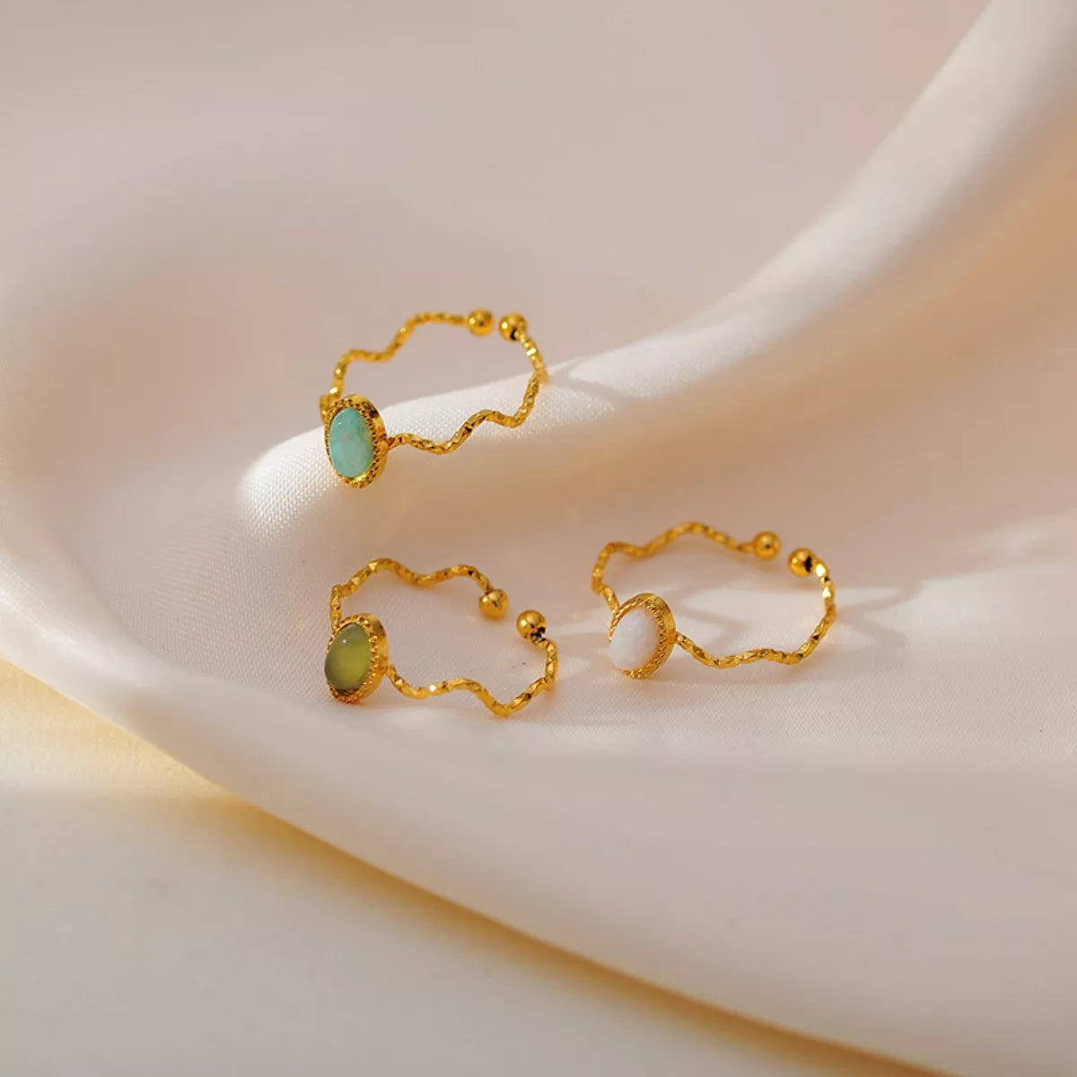 18K Gold-Plated Wave Open Ring