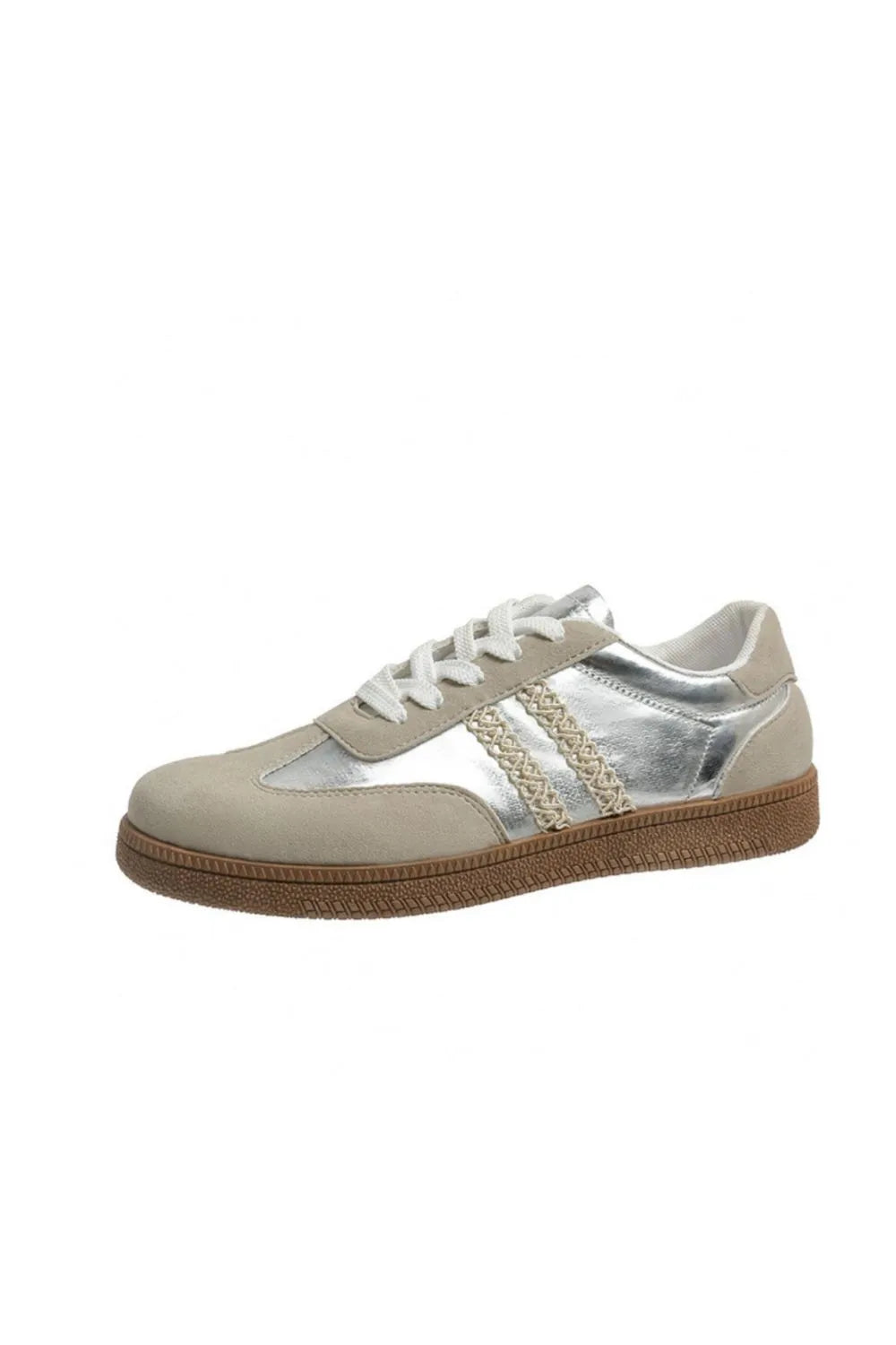 Side Striped Round Toe Contrast Sneakers