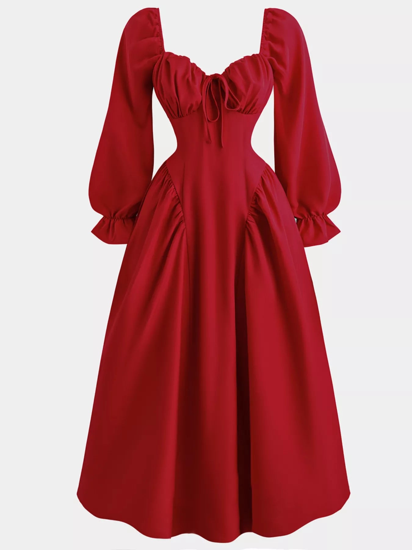 Sweetheart Neckline Flounce Sleeve Dress