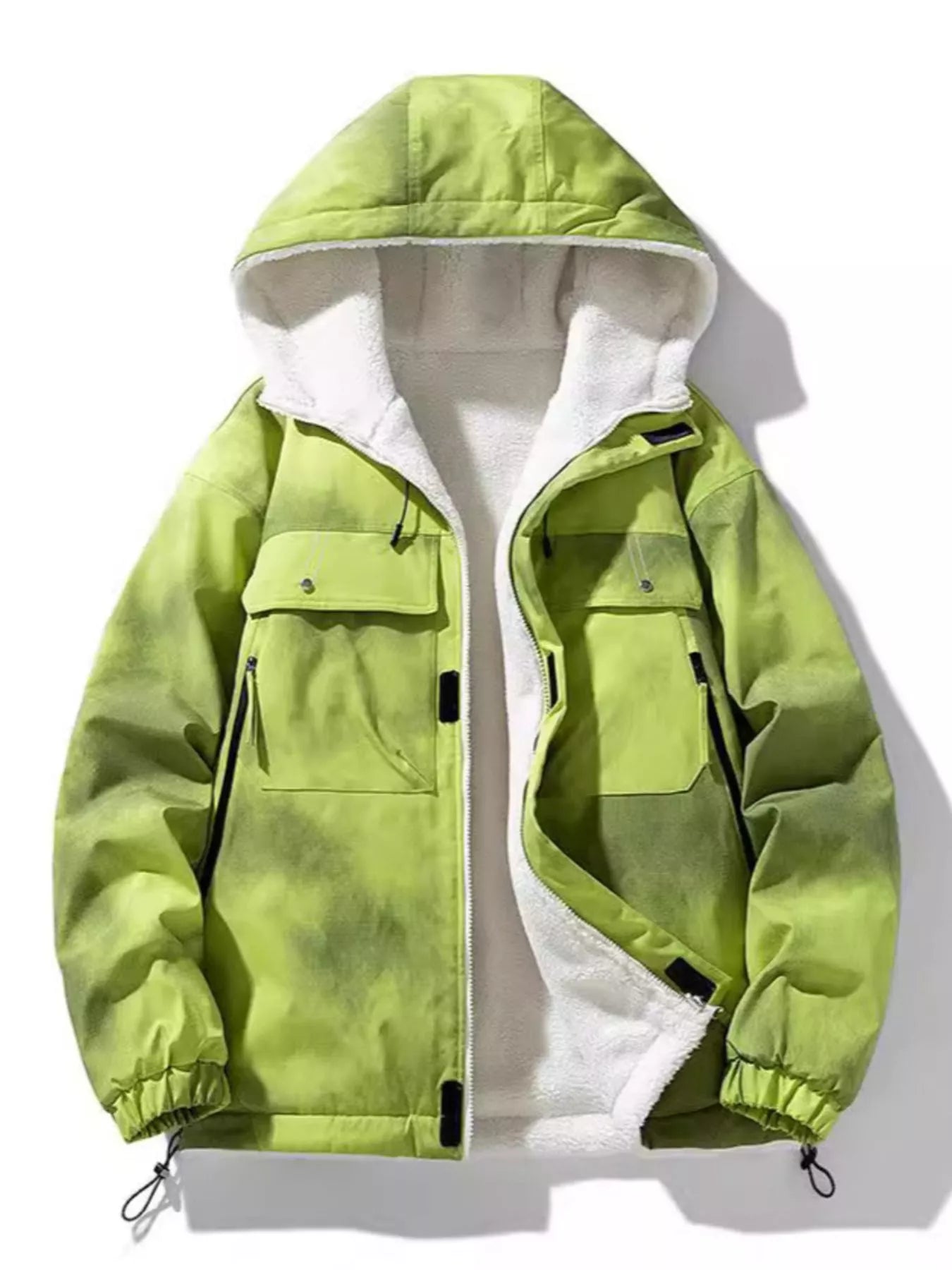 Men's Full Size Hooded Fleece Lined Windproof Jacket Plus Size